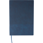 A5 gelijnd notitieboek van PU met harde kaft en ribfluweellook kleur blauw eerste weergave