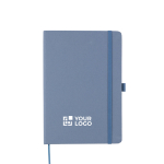 A5 gelijnd notitieboek met kaft van gerecycled kartobn kleur blauw met jouw bedrukking