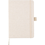 A5-notitieboek van hennep met elastiek en gelinieerde pagina’s kleur khaki eerste weergave