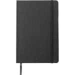 A5 gelijnd notitieboek van RPET en kunstleer met elastische sluiting kleur zwart eerste weergave