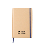 A5 gelijnd notitieboek van karton met elastieksluiting kleur blauw met jouw bedrukking