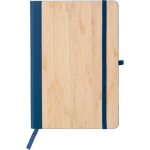 A5 gelijnd notitieboek van bamboe en PU met elastische sluiting kleur blauw eerste weergave