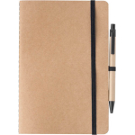 A5-notitieboek van gerecycled karton met pen en blanco vellen kleur zwart eerste weergave