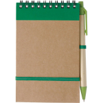 Notitieboek van gerecycled karton met pen en elastische sluiting eerste weergave
