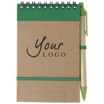 Notitieboek van gerecycled karton met pen en elastische sluiting derde weergave
