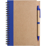 Notitieblok A5 van gerecycled karton met pen, gelinieerde vellen kleur blauw eerste weergave