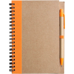 Notitieblok A5 van gerecycled karton met pen, gelinieerde vellen kleur oranje eerste weergave