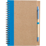 Notitieblok A5 van gerecycled karton met pen, gelinieerde vellen kleur lichtblauw eerste weergave
