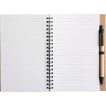 Notitieblok A5 van gerecycled karton met pen, gelinieerde vellen tweede weergave