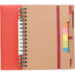 Notitieboek van gerecycled gelijnd papier met plaknotities en pen tweede weergave