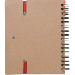 Notitieboek van gerecycled gelijnd papier met plaknotities en pen achtste weergave