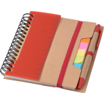 Notitieboek van gerecycled gelijnd papier met plaknotities en pen negende weergave