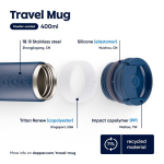 Roestvrijstalen thermobeker met anti-lekmechanisme Dopper 400 ml kleur marineblauw derde weergave