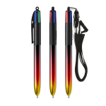 Plastic balpen met metallic look en 4-kleuren inkt Flags BIC® kleur zwart