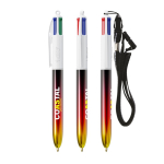 Plastic balpen met metallic look en 4-kleuren inkt Flags BIC® kleur rood