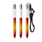 Plastic balpen met metallic look en 4-kleuren inkt Flags BIC® kleur geel