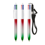 Plastic balpen met metallic look en 4-kleuren inkt Flags BIC® kleur groen