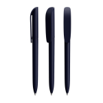 Draaibare kunststof pen met zwart schrijvend Super Clip Soft BIC® kleur marineblauw