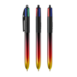 Plastic balpen met metallic afwerking en 4 kleuren Flags BIC® kleur zwart