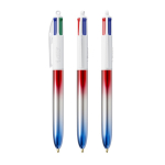 Plastic balpen met metallic afwerking en 4 kleuren Flags BIC® kleur blauw