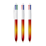 Plastic balpen met metallic afwerking en 4 kleuren Flags BIC® kleur geel