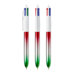 Plastic balpen met metallic afwerking en 4 kleuren Flags BIC® kleur groen