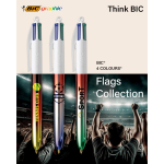 Plastic balpen met metallic afwerking en 4 kleuren Flags BIC®