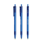 Plastic pen met Softfeel® rubberen behuizing en blauwe BIC®-inkt kleur doorzichtig blauw