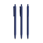 Plastic pen met Softfeel® rubberen behuizing en blauwe BIC®-inkt kleur marineblauw