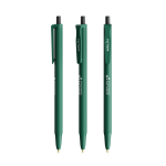 Plastic pen met Softfeel® rubberen behuizing en blauwe BIC®-inkt kleur donkergroen