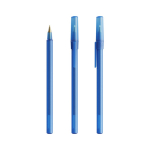 Balpen met soepele schrijfervaring en blauwe inkt Round Stic kleur doorzichtig blauw