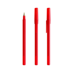 Balpen met soepele schrijfervaring en blauwe inkt Round Stic kleur doorzichtig rood