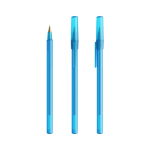 Balpen met soepele schrijfervaring en blauwe inkt Round Stic kleur doorzichtig lichtblauw