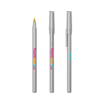 Plastic pen met klassiek design en zwarte inkt Round Stic BIC® kleur zilver