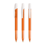 Plastic balpen met drukknop, intrekbaar, en blauwe inkt BIC® kleur doorzichtig oranje