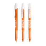 Plastic balpen met drukknop, intrekbaar, en blauwe inkt BIC® kleur doorzichtig oranje