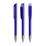 Plastic BIC®-balpen met verchroomde metalen grip en blauwe inkt kleur blauw