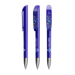 Plastic BIC®-balpen met verchroomde metalen grip en blauwe inkt kleur blauw