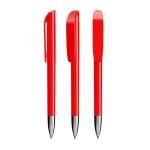Plastic BIC®-balpen met verchroomde metalen grip en blauwe inkt kleur rood