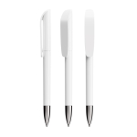 Plastic pen met verchroomd metalen detail en zwarte inkt BIC® kleur wit