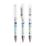 Plastic pen met verchroomd metalen detail en zwarte inkt BIC® kleur wit