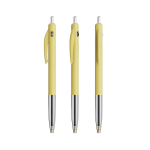 Intrekbare, ergonomische kunststof pen met blauwe inkt BIC® kleur pastelgeel