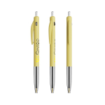 Intrekbare, ergonomische kunststof pen met blauwe inkt BIC® kleur pastelgeel