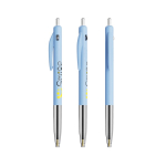 Intrekbare, ergonomische kunststof pen met blauwe inkt BIC® kleur pastel blauw