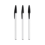 Plastic pen met klassieke dop en zwarte inkt Style BIC® kleur wit/zwart