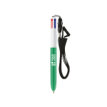 Plastic pen met lanyard om op te hangen en 4-kleureninkt BIC® met afdrukgebied