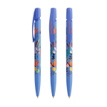 Plastic BIC®-balpen met personaliseerbare clip en blauwe inkt kleur blauw