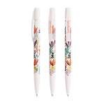 Plastic BIC®-balpen met personaliseerbare clip en blauwe inkt kleur wit