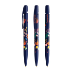 Kunststof BIC®-pen met ergonomische grip en zwarte inkt kleur marineblauw