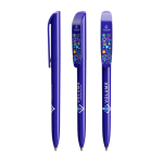 Plastic BIC® pen met brede clip en blauwe inkt kleur blauw
